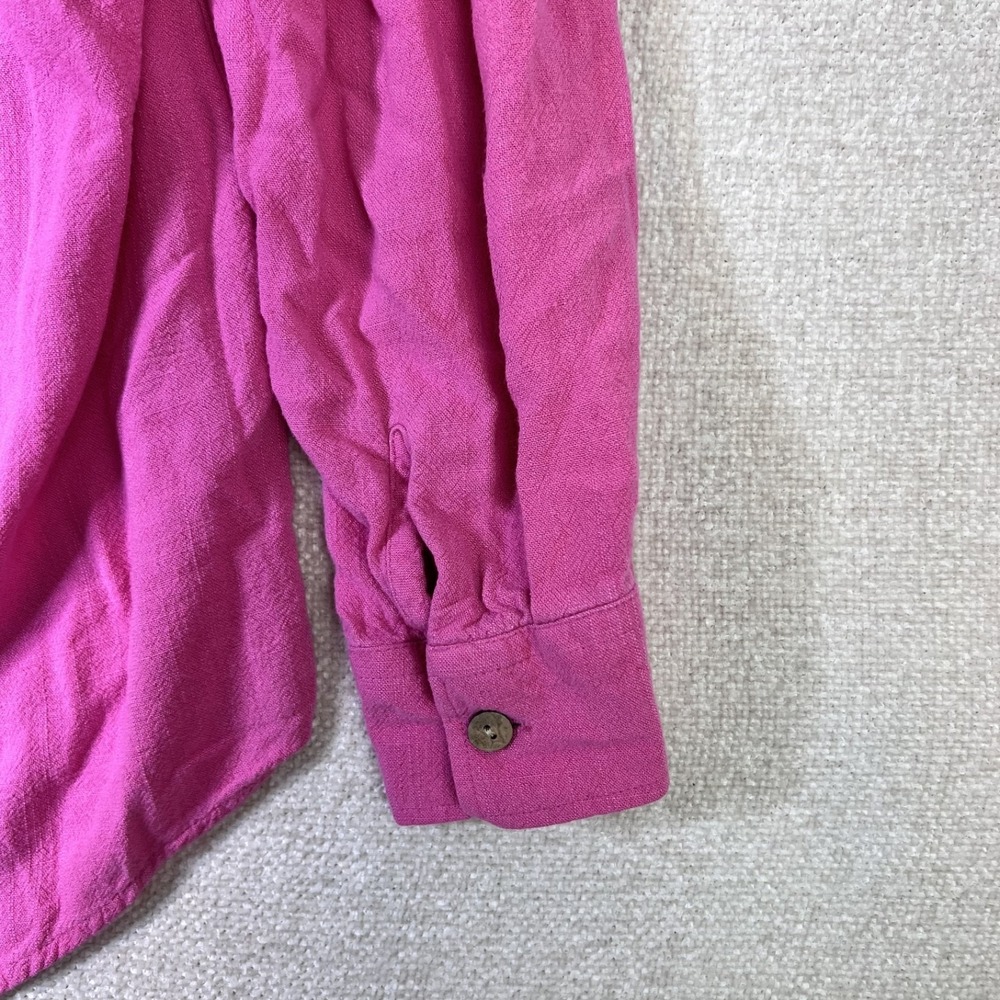 100% Cotton Pink Boho Gauze Lagenlook Organic Festival Button Up Top Women XL - Picture 7 of 9